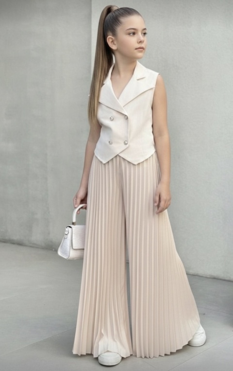 Wizytowy komplet dwuczęściowy DZIEWCZĘCY plisowany KOMUNIA