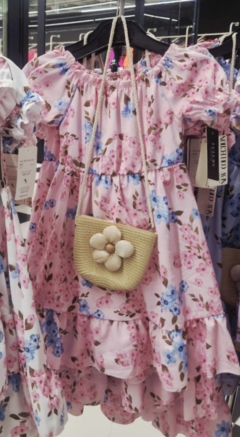 Zestaw sukienka hiszpanka w kwiaty i torebka boho